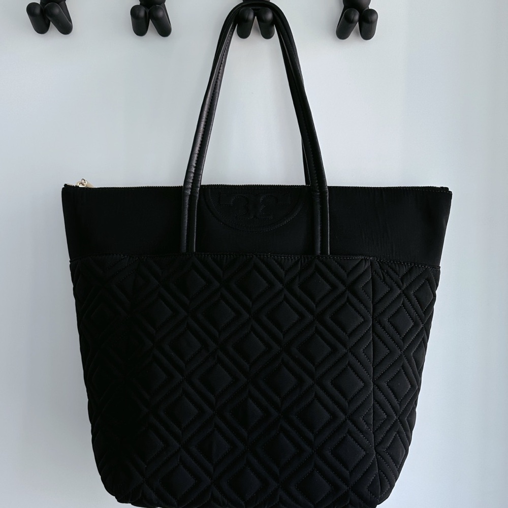 Tory Burch Black Quilted Tote Bag